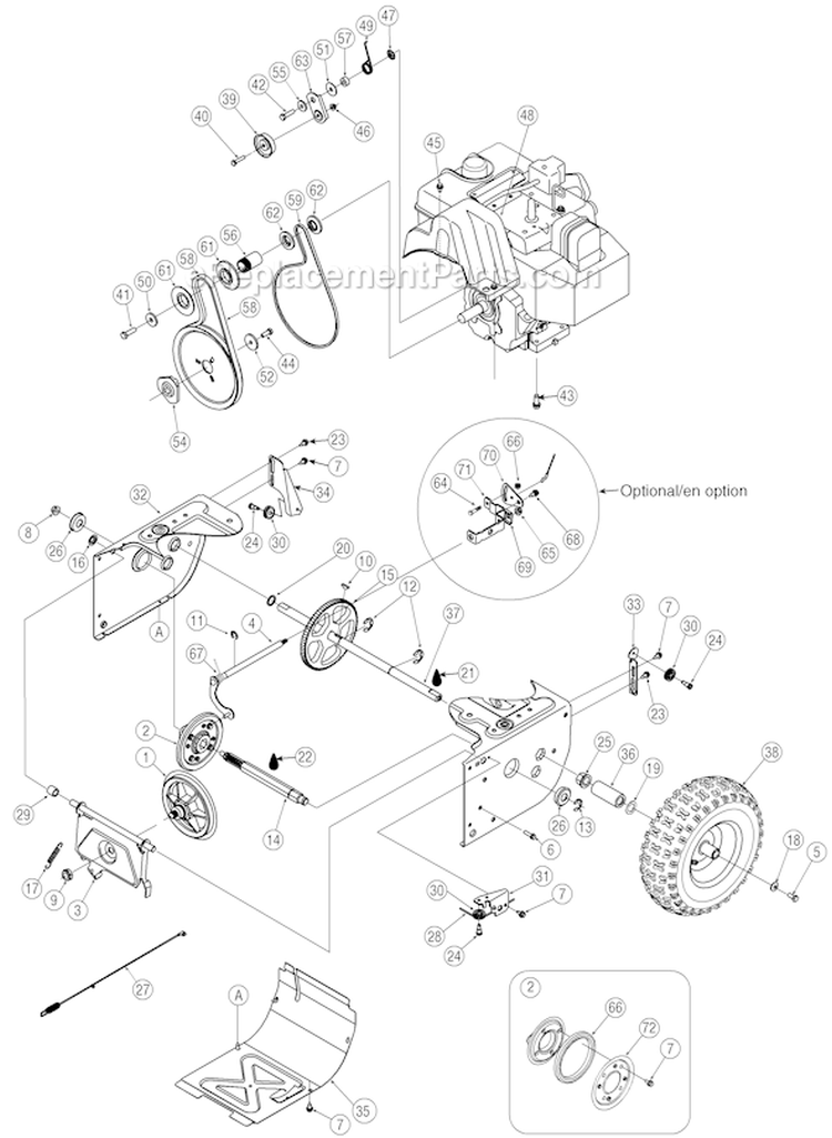 Page B Diagram and Parts List for 31AH6LLH801 2005-2 Yard Man Snow Blower